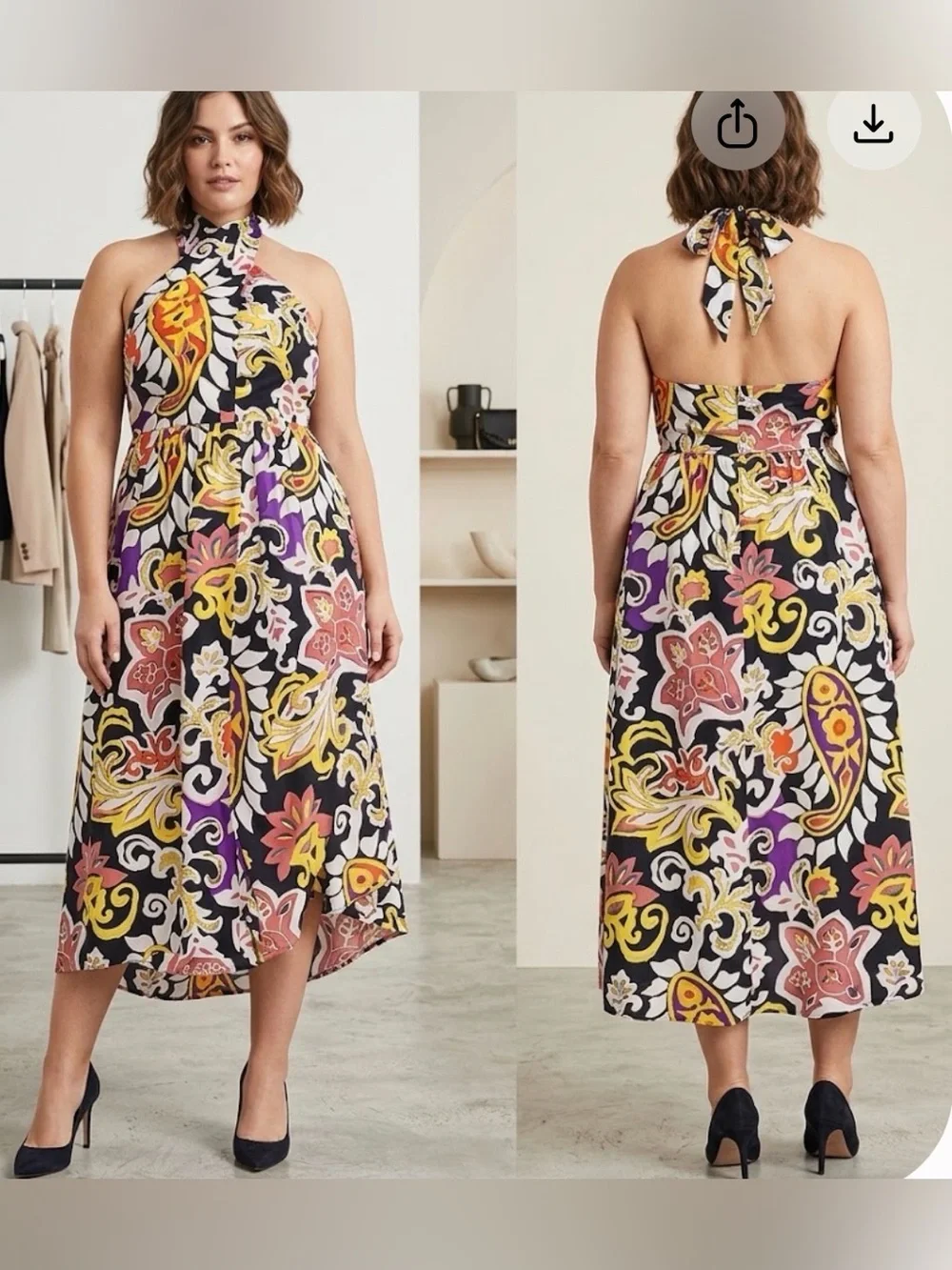 J. Crew Paisley Silk Floral Print Luxury Halter Maxi Sarong Party Dress Size 16